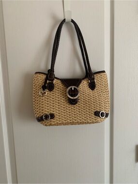 Brighton Belinda Woven Straw Tote with Dark Brown Trim